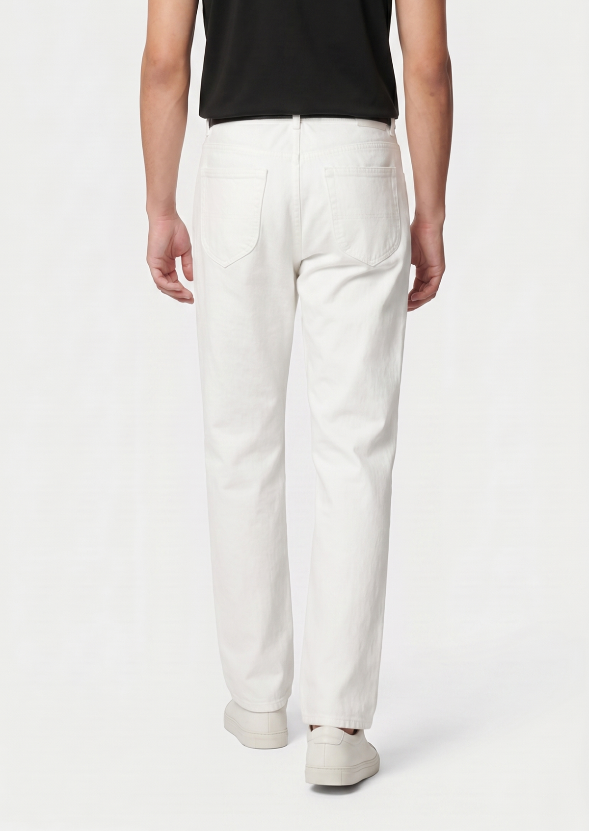 Essential White Straight Leg Denim Trousers by SATRI & CO. – product view 4