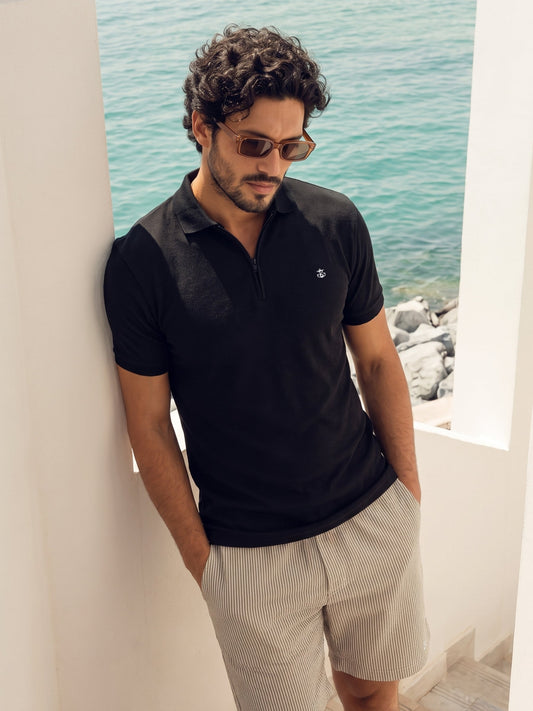 Men's Aspen Polo - Black | SATRI