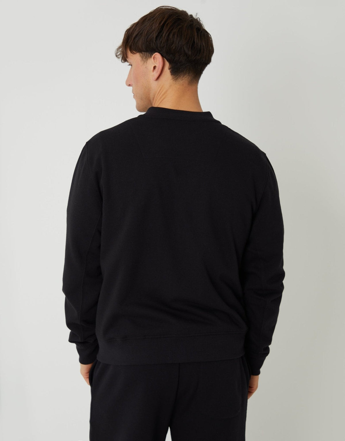 Zip Through Sweat Bomber in Black