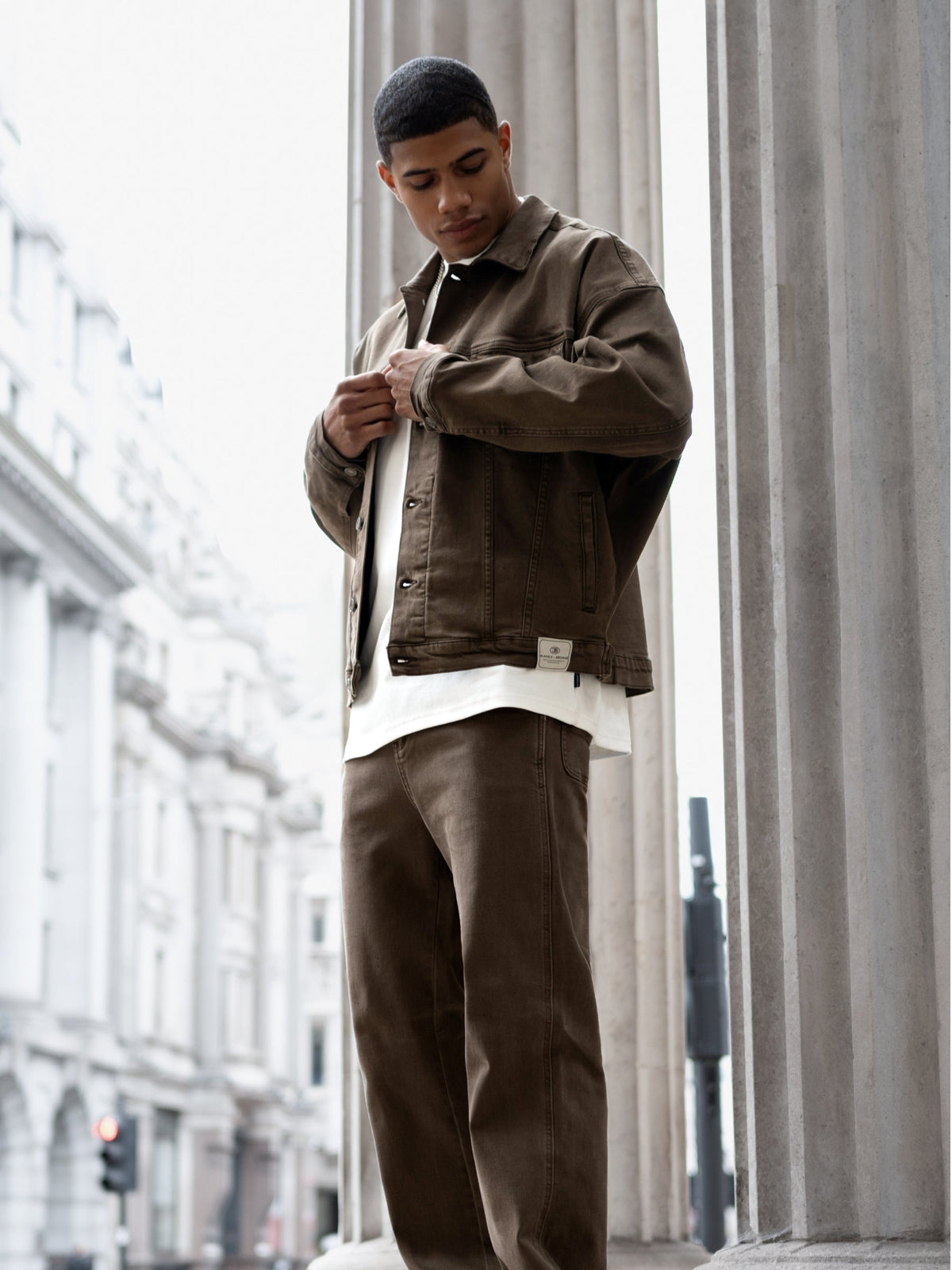 Denim Trucker Jacket - Brown