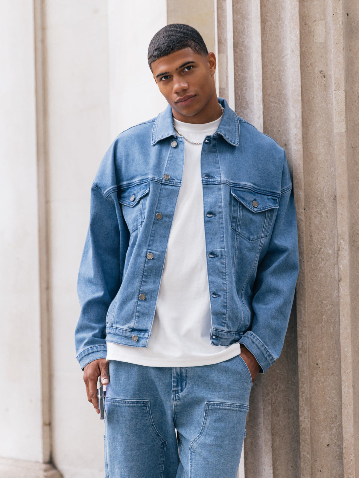 Men's Denim Trucker Jacket - Blue | SATRI