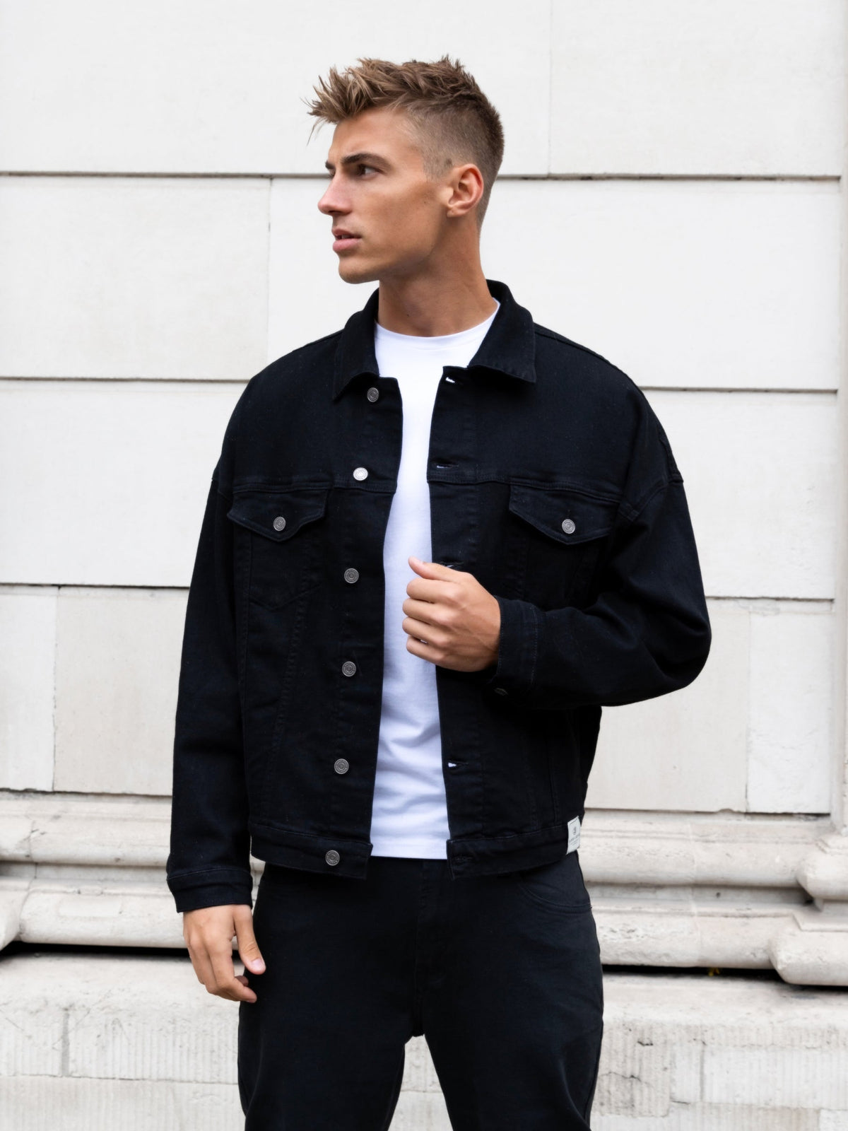 Denim Trucker Jacket - Black