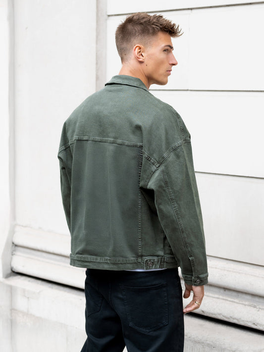 Denim Trucker Jacket - Olive Green