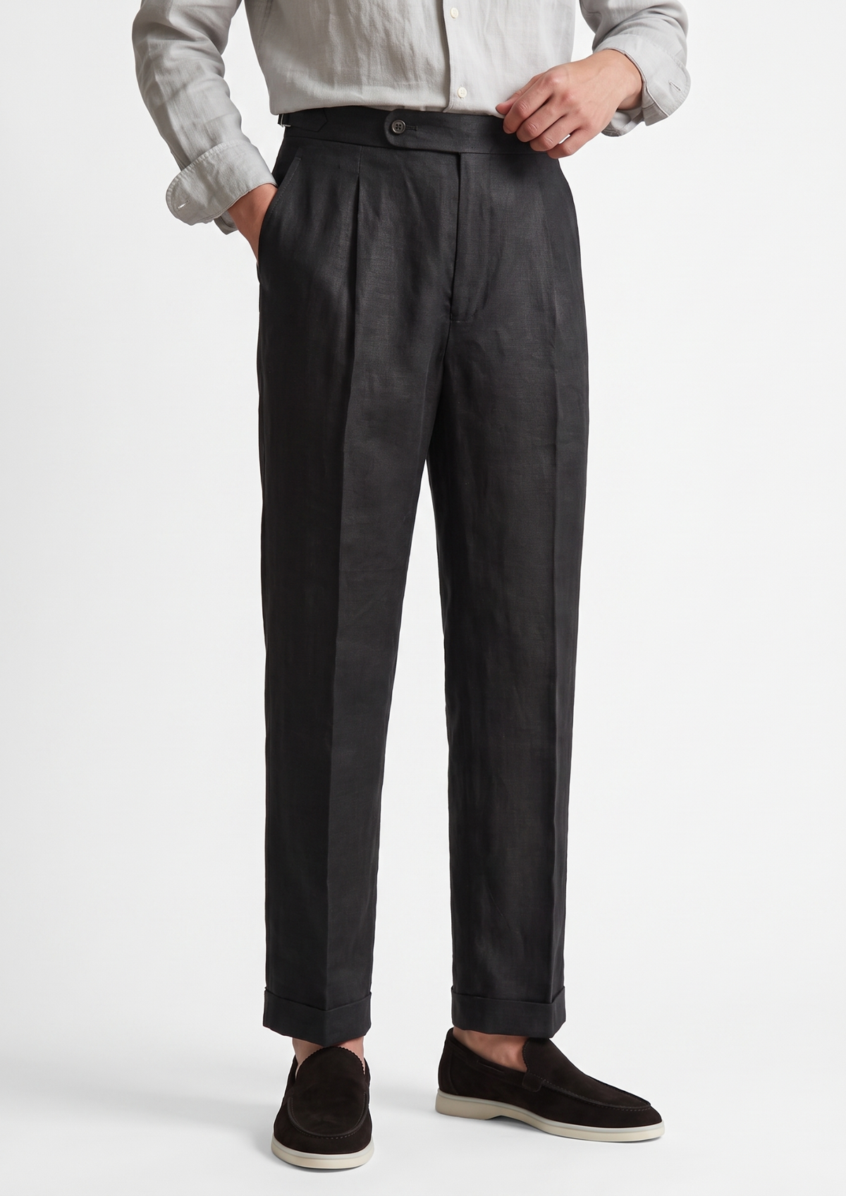 Tuscany Pleated Coastal Trousers - Black by SATRI & CO. – product view 4