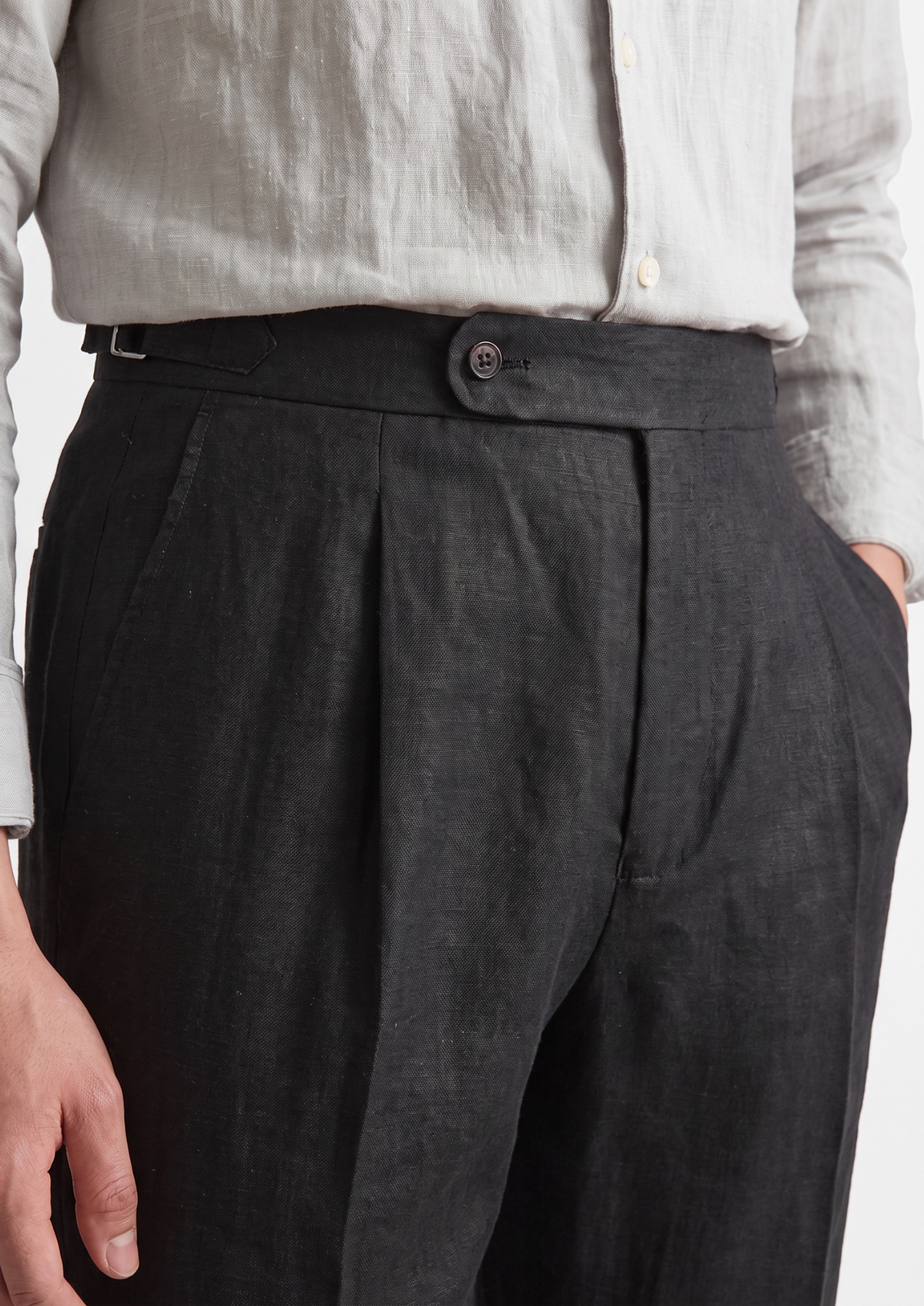 Tuscany Pleated Coastal Trousers - Black by SATRI & CO. – product view 2