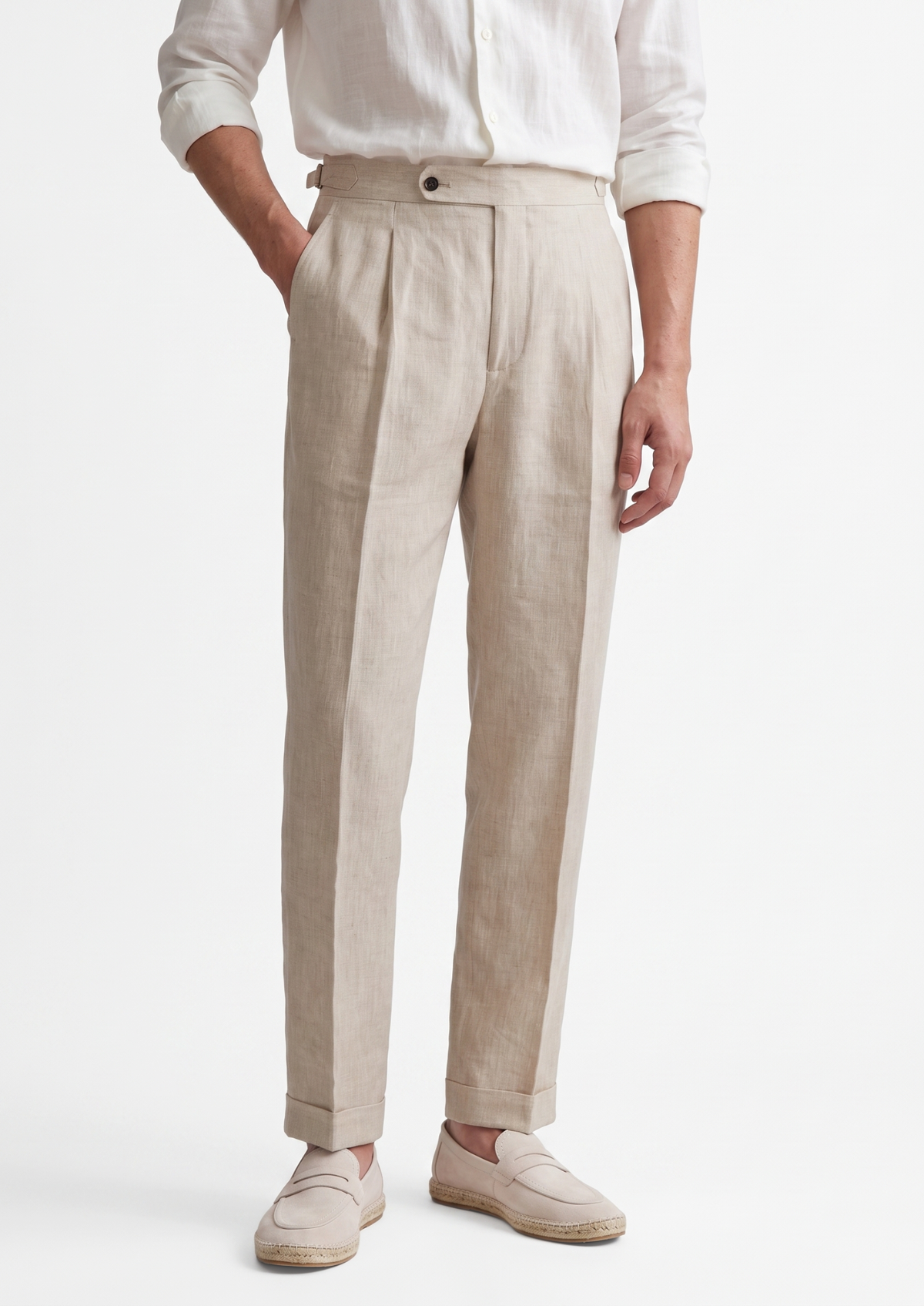 Tuscany Pleated Coastal Trousers - Ivory by SATRI & CO. – product view 1