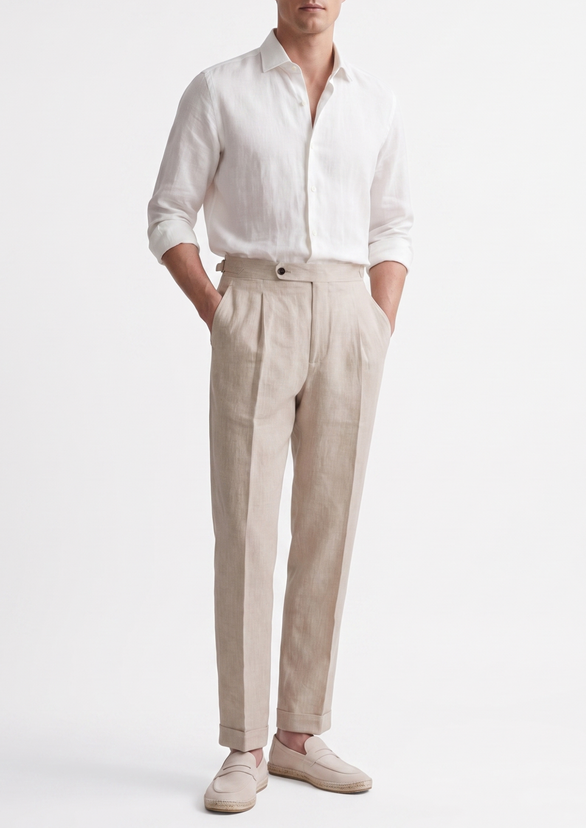 Tuscany Pleated Coastal Trousers - Ivory by SATRI & CO. – product view 3