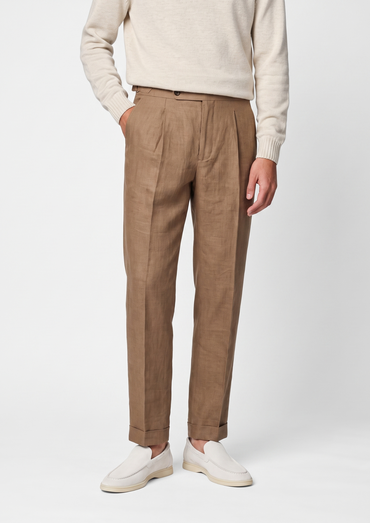 Tuscany Pleated Coastal Trousers - Caramel by SATRI & CO. – product view 1