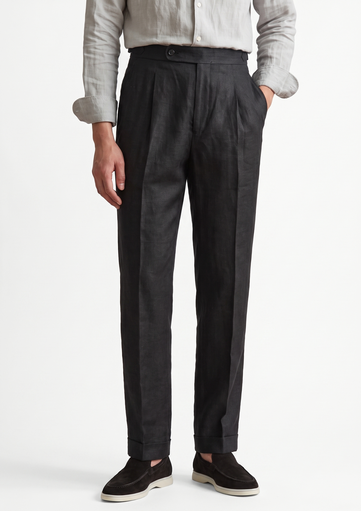 Tuscany Pleated Coastal Trousers - Black by SATRI & CO. – product view 1