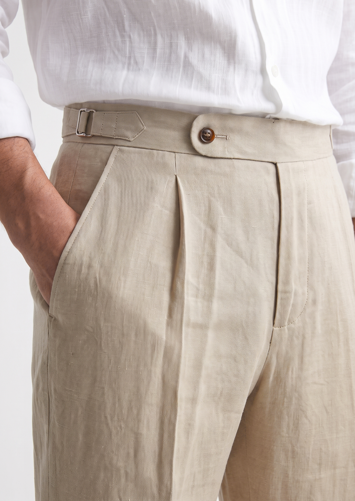 Tuscany Pleated Coastal Trousers - Sand by SATRI & CO. – product view 2
