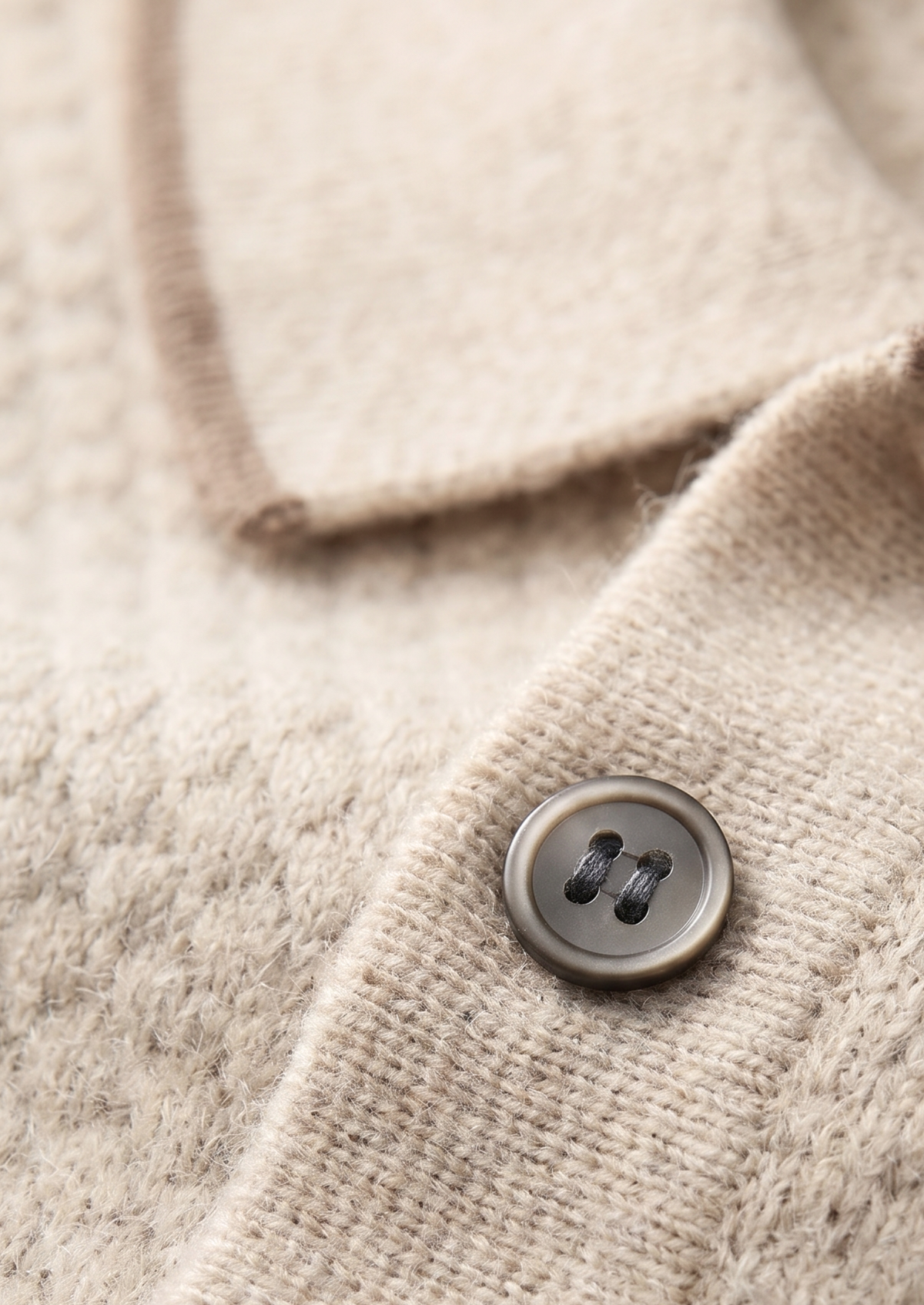 Premium Cashmere Ivory Two-Tone Polo by SATRI & CO. – product view 4