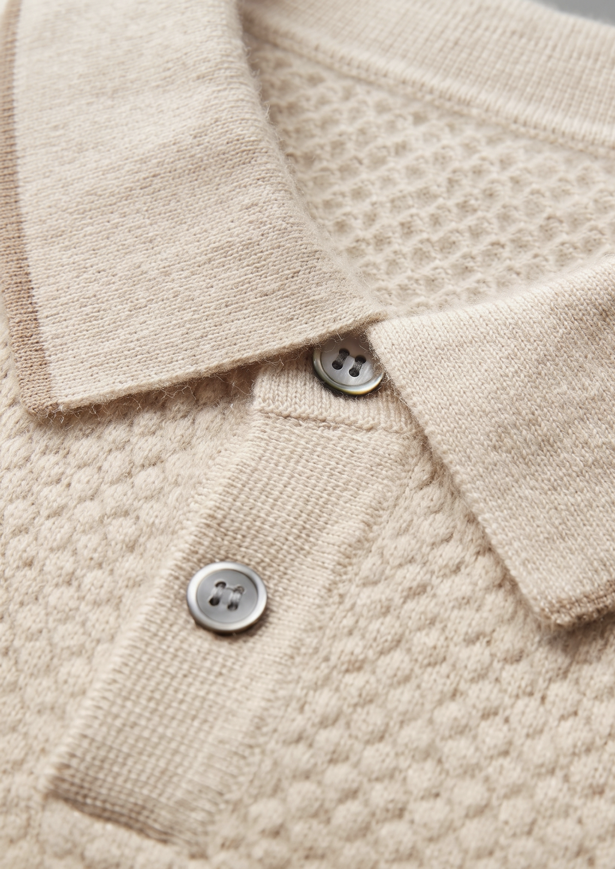 Premium Cashmere Ivory Two-Tone Polo by SATRI & CO. – product view 2