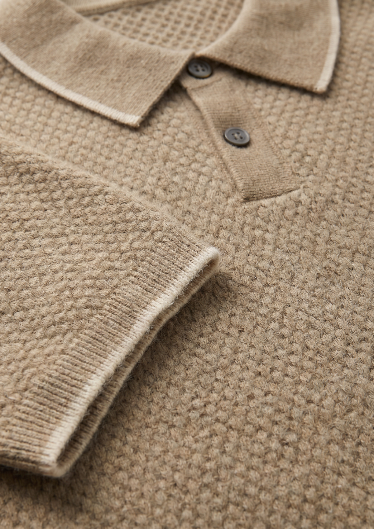 Premium Cashmere Beige Two-Tone Polo by SATRI & CO. – product view 2