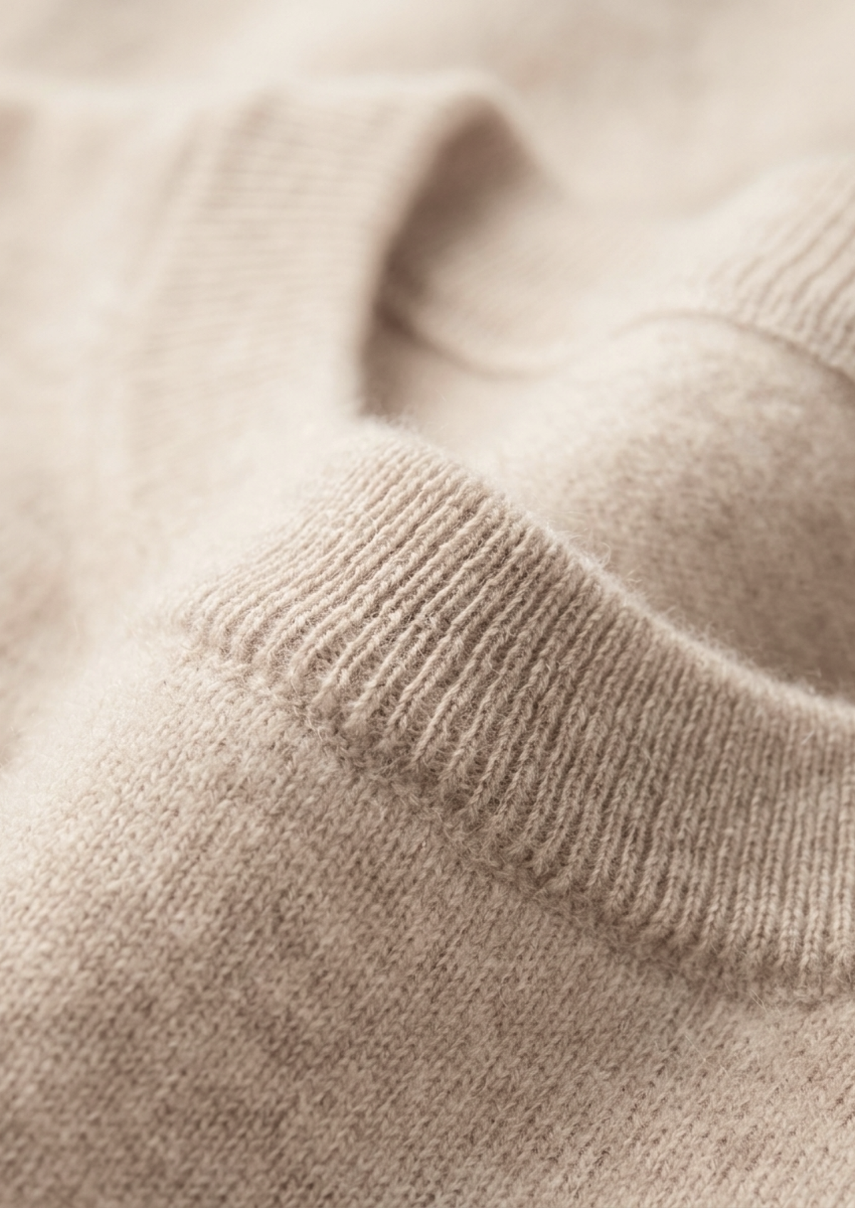 Premium Cashmere Classic Crew Neck T-Shirt - Ivory Mocha by SATRI & CO. – product view 7