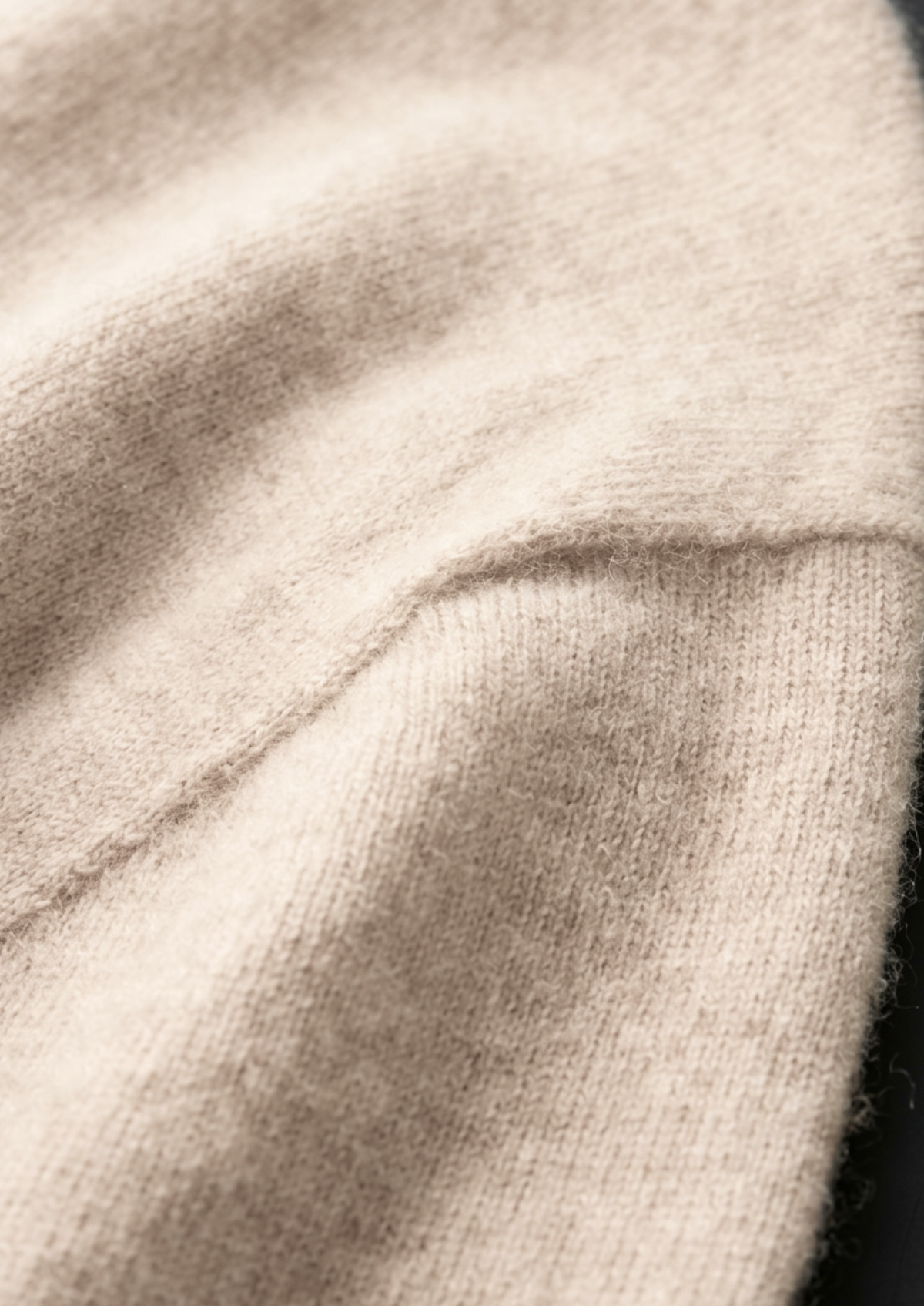 Premium Cashmere Classic Crew Neck T-Shirt - Ivory Mocha by SATRI & CO. – product view 4