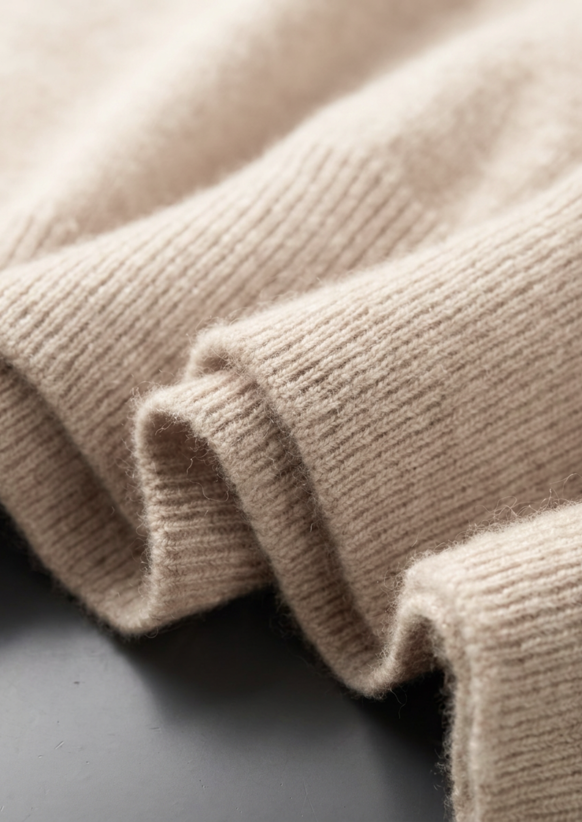 Premium Cashmere Classic Crew Neck T-Shirt - Ivory Mocha by SATRI & CO. – product view 5