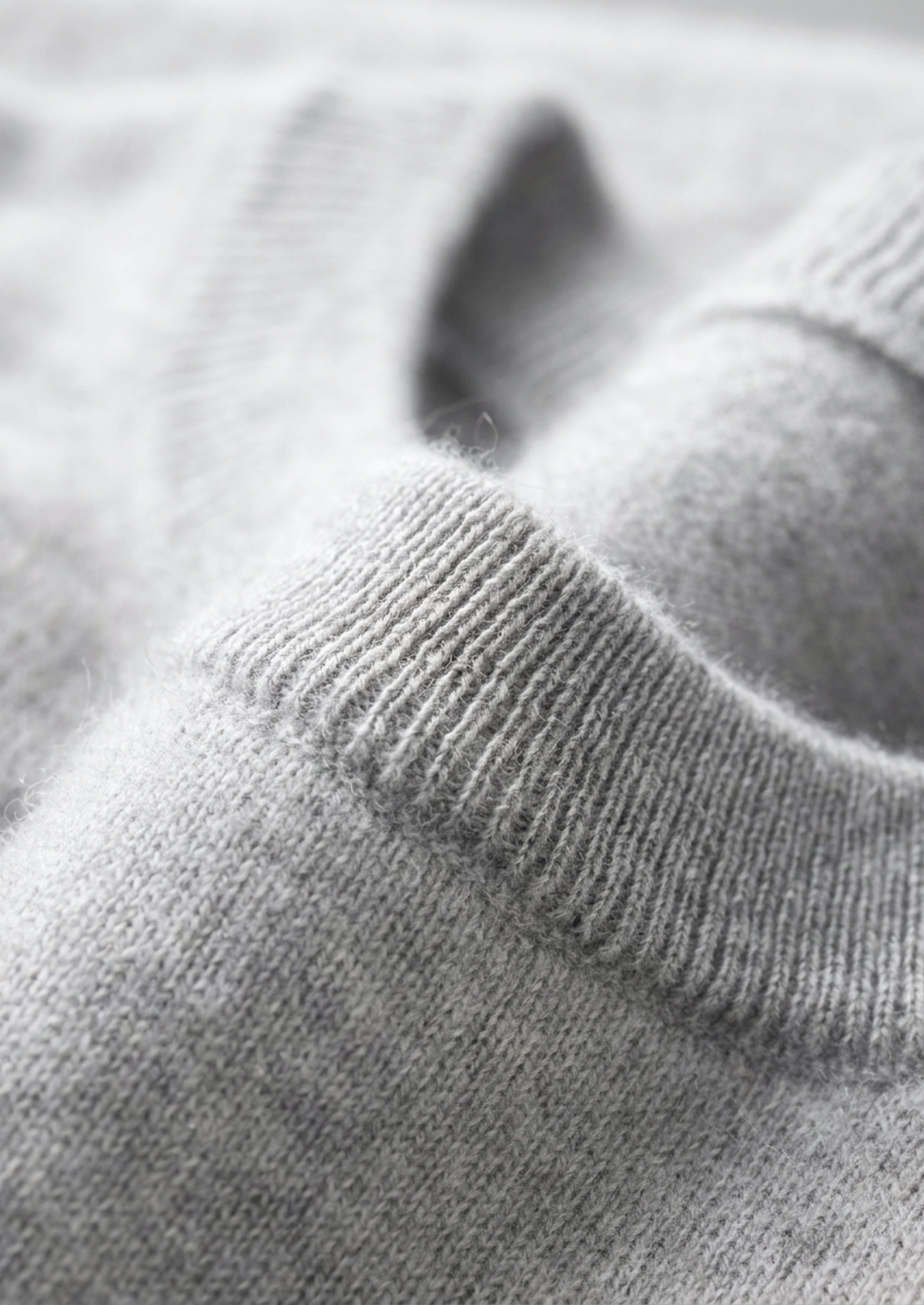 Premium Cashmere Classic Crew Neck T-Shirt - Light Grey by SATRI & CO. – product view 4