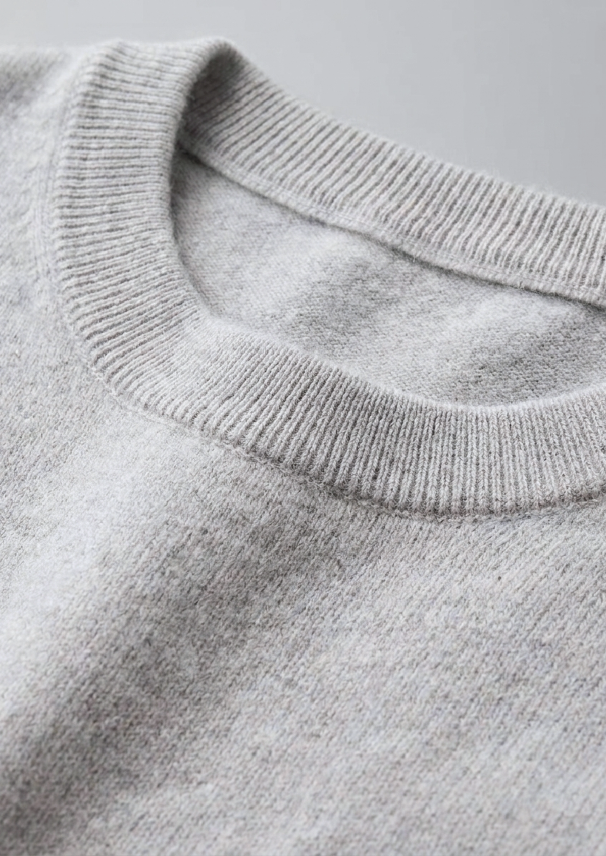 Premium Cashmere Classic Crew Neck T-Shirt - Light Grey by SATRI & CO. – product view 2