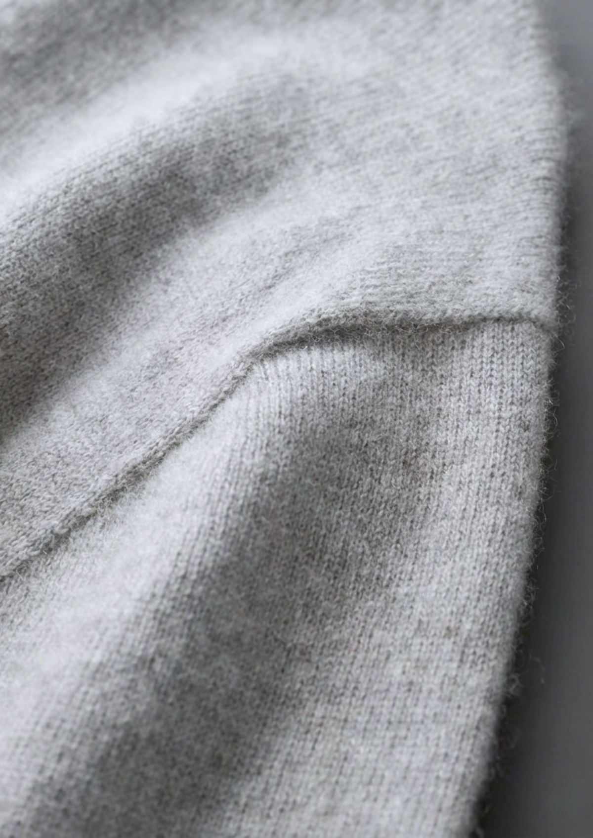 Premium Cashmere Classic Crew Neck T-Shirt - Light Grey by SATRI & CO. – product view 3