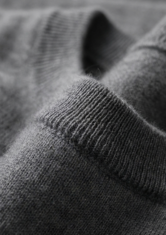 Premium Cashmere Classic Crew Neck T-Shirt - Dark Grey by SATRI & CO. – product view 2