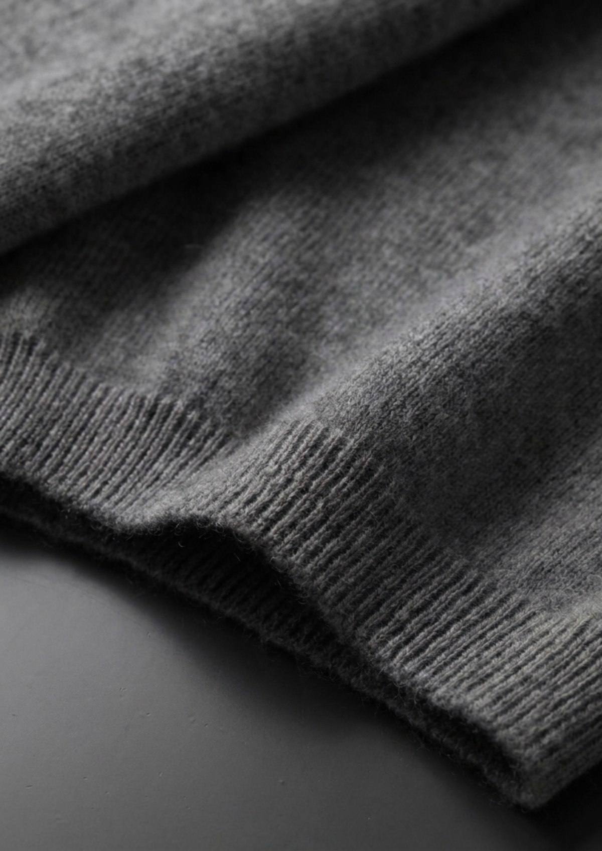 Premium Cashmere Classic Crew Neck T-Shirt - Dark Grey by SATRI & CO. – product view 4