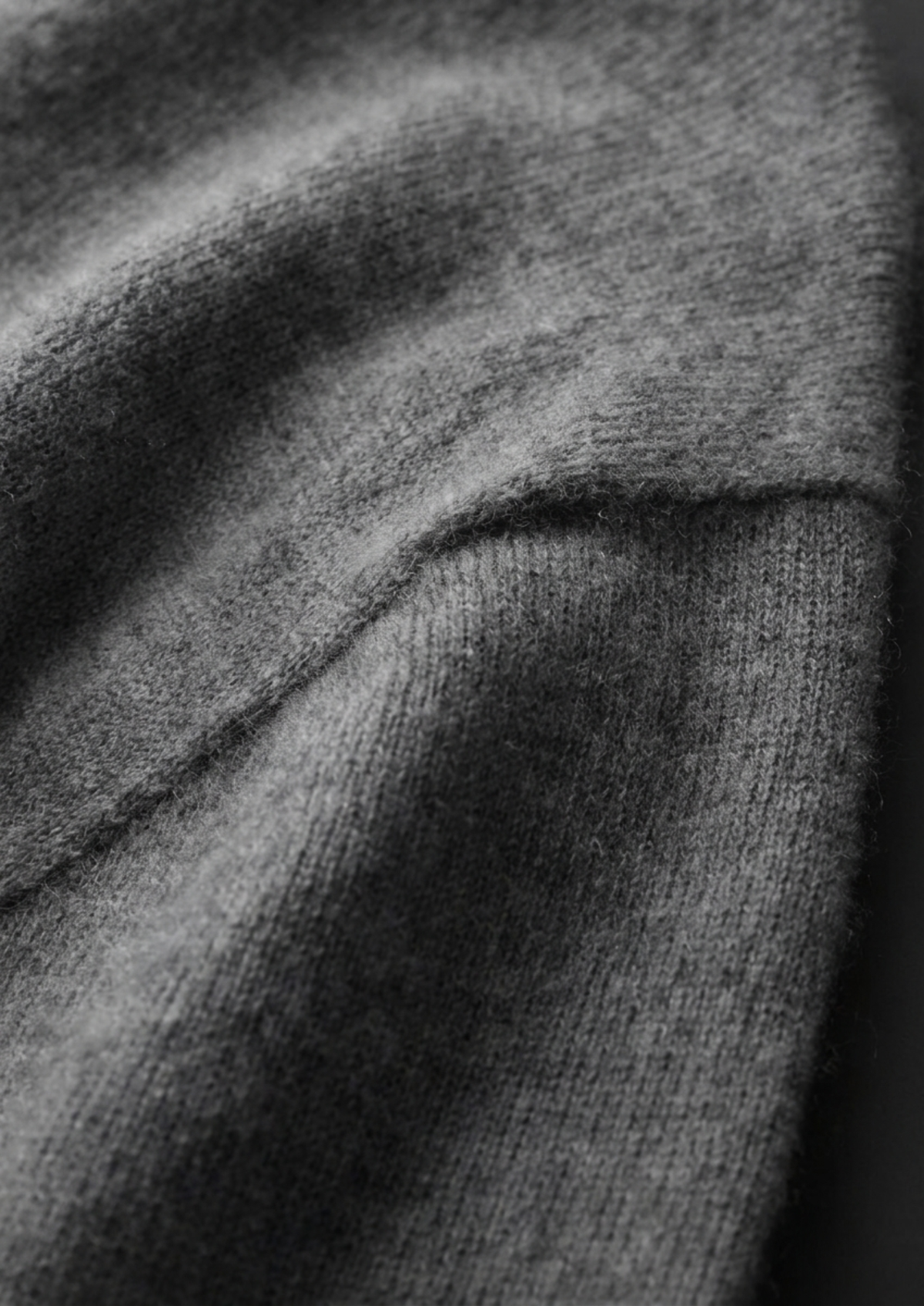 Premium Cashmere Classic Crew Neck T-Shirt - Dark Grey by SATRI & CO. – product view 6