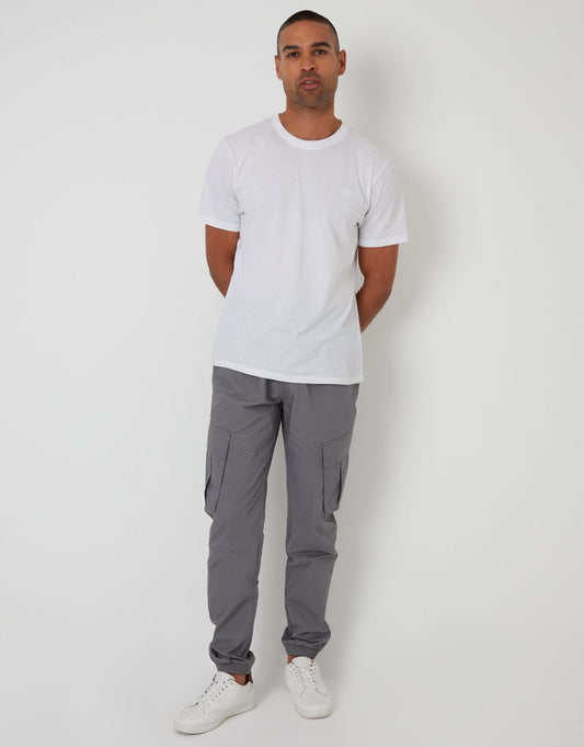Men's Elasticated Waist Cargo Trousers in Slate Grey | SATRI