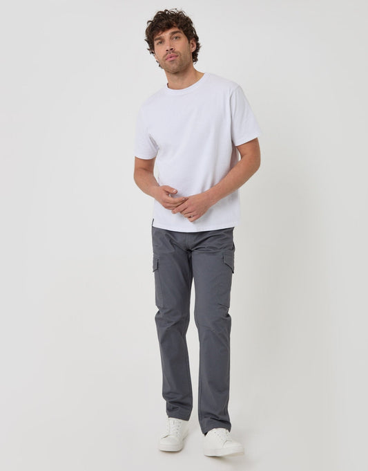 Men's Slim Fit Cargo Style Trousers in Dark Grey | SATRI