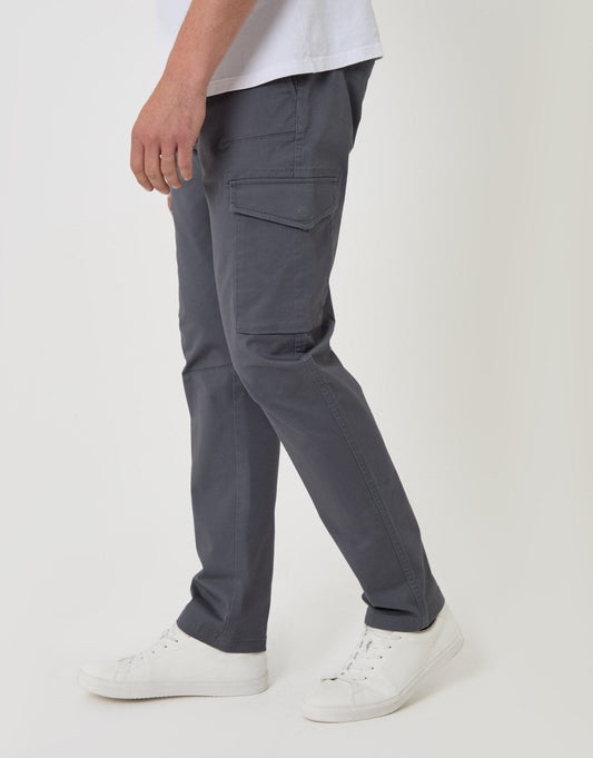 Slim Fit Cargo Style Trousers in Dark Grey