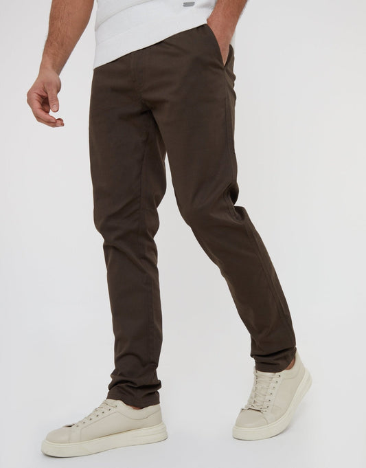 The Classic Slim Fit Chino Trousers in Chocolate Brown