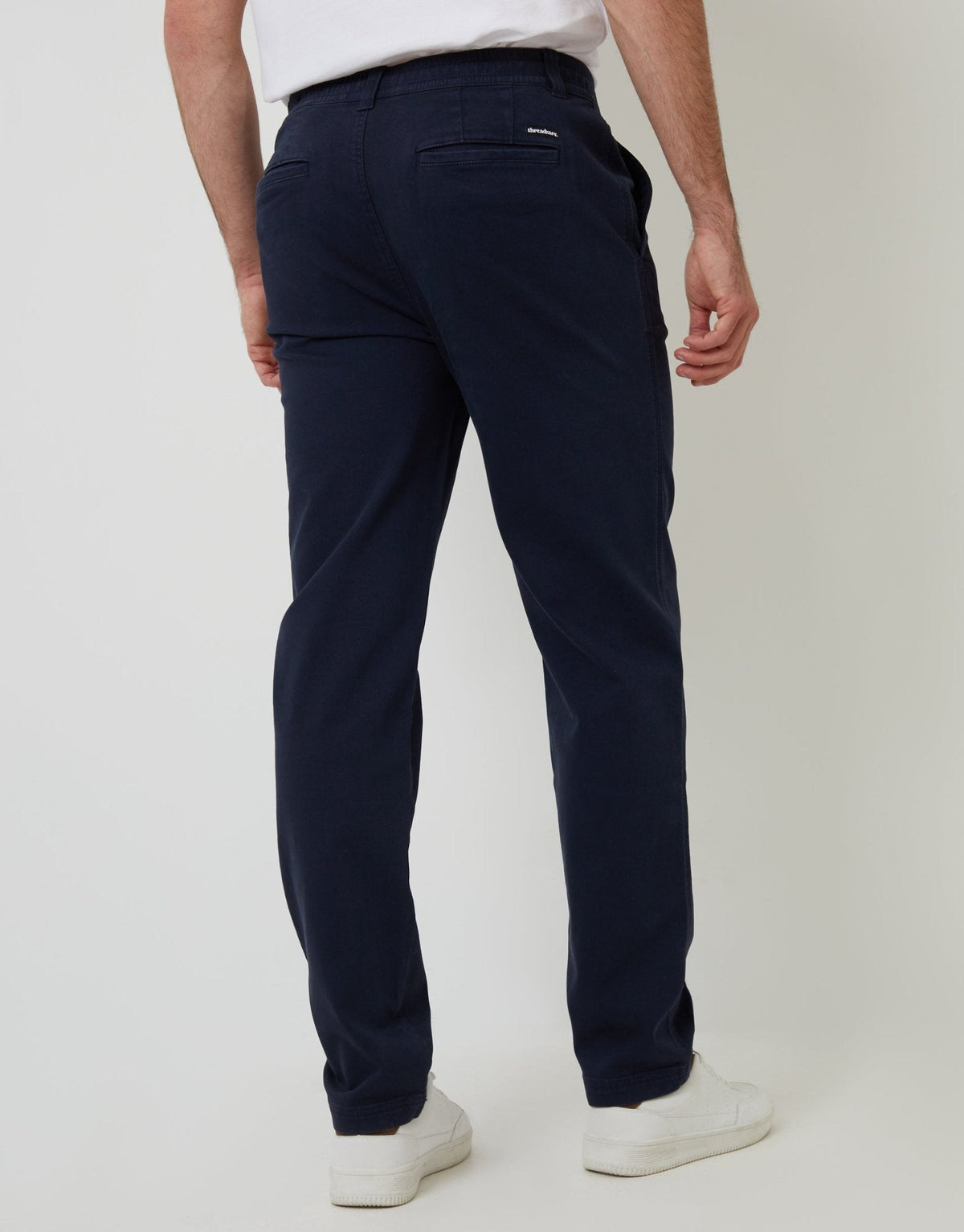 Elasticated Waist Chino Trousers in Navy