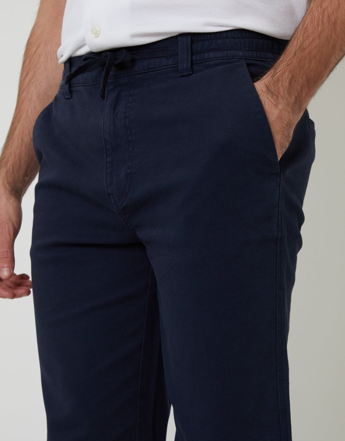 Elasticated Waist Chino Trousers in Navy