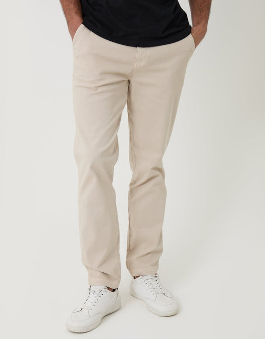 Elasticated Waist Chino Trousers in Light Stone