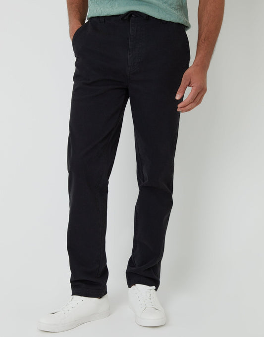 Elasticated Waist Chino Trousers in Black