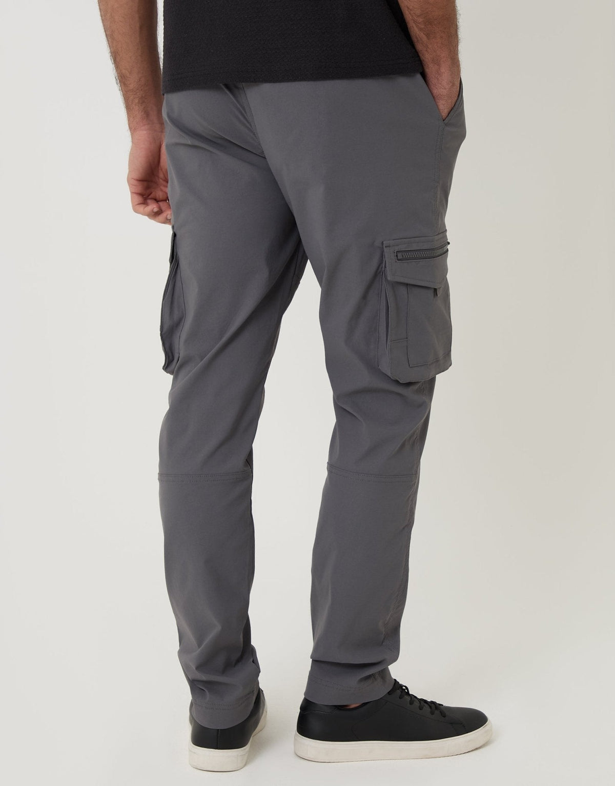 Slim Fit Stretch Cargo Trousers in Grey