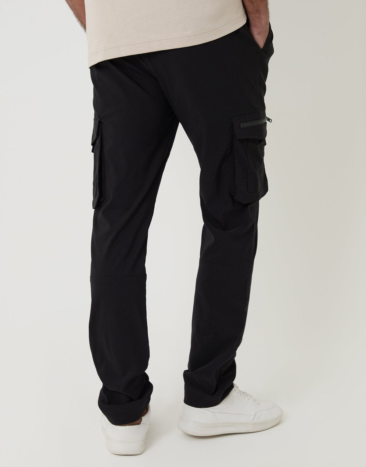 Slim Fit Stretch Cargo Trousers in Black