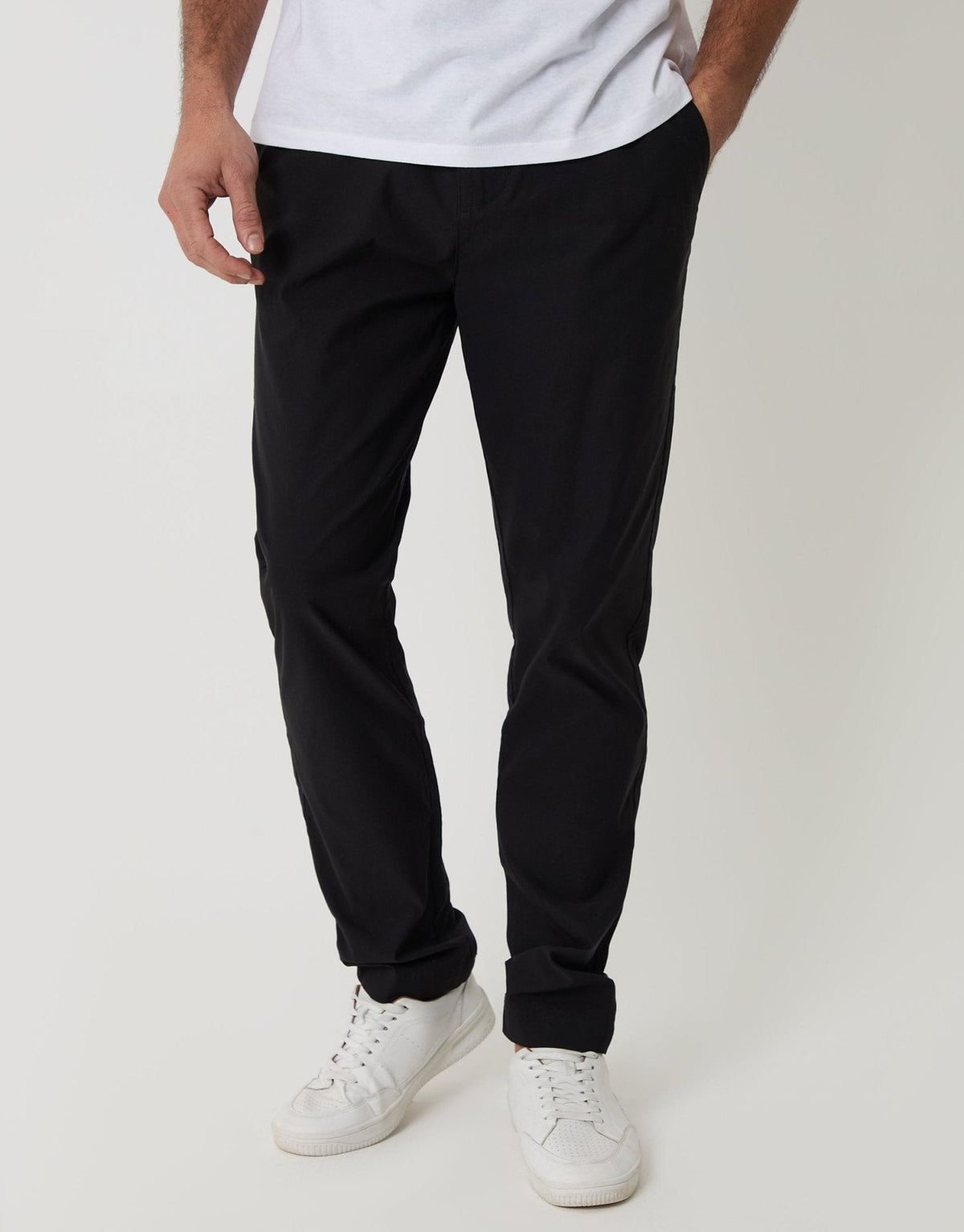 Slim Fit Technical Stretch Trousers in Black