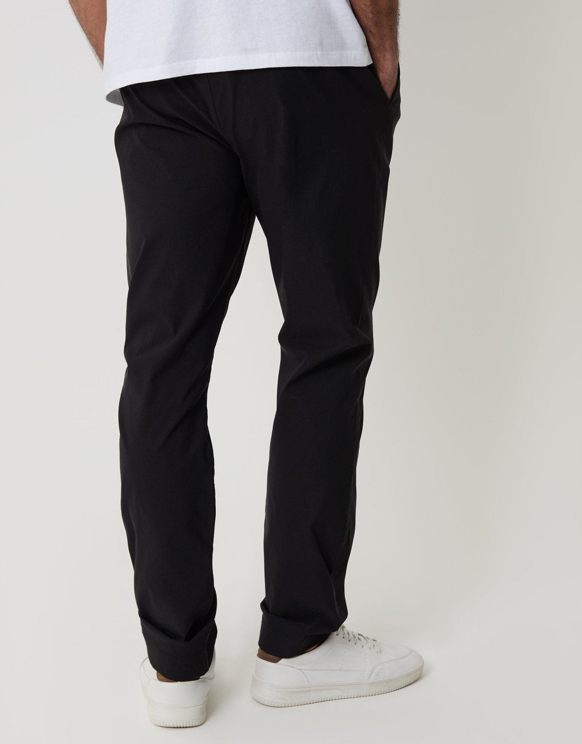 Slim Fit Technical Stretch Trousers in Black