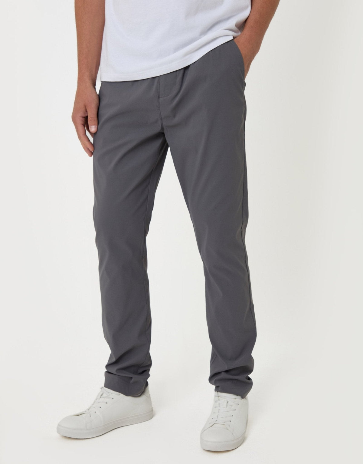 Men's Slim Fit Technical Stretch Trousers in Charcoal | SATRI