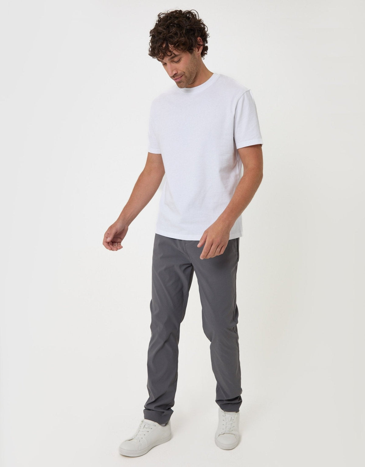 Slim Fit Technical Stretch Trousers in Charcoal