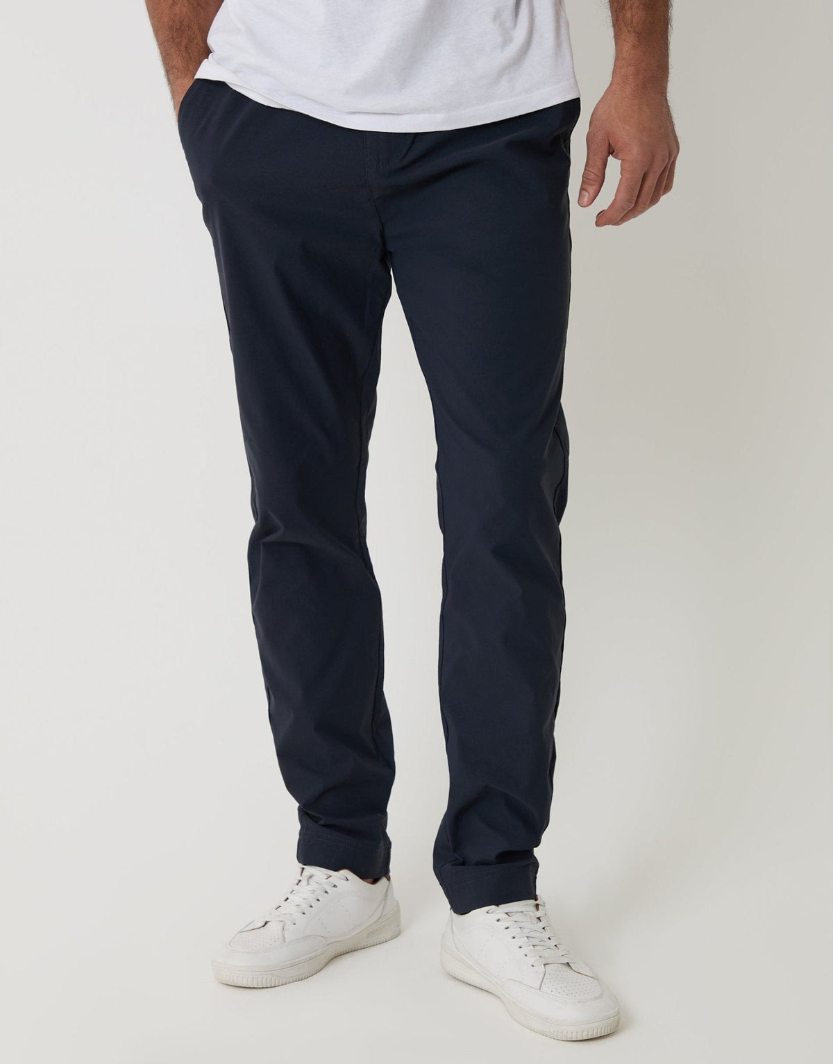 Slim Fit Technical Stretch Trousers in Navy