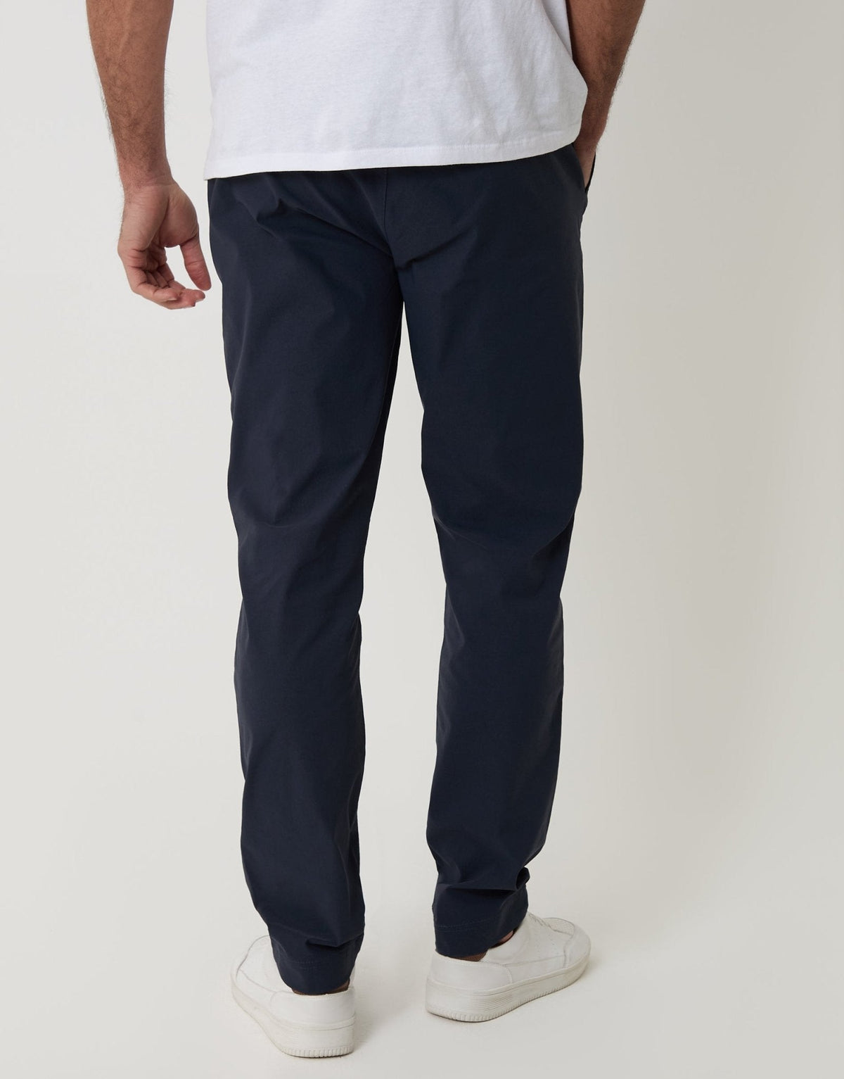 Slim Fit Technical Stretch Trousers in Navy