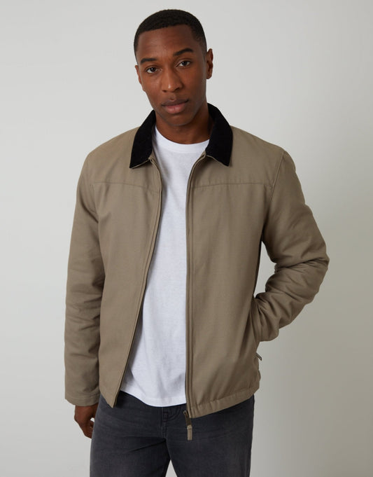 Men's Zip-Through Lightweight Jacket With Quilting in Mushroom | SATRI