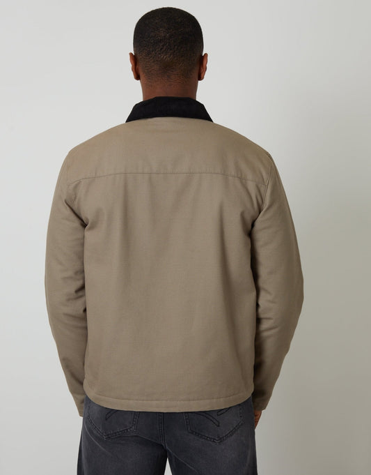 Zip-Through Lightweight Jacket With Quilting in Mushroom