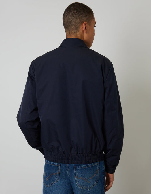 Showerproof Patch Pocket Zip Up Collared Jacket in Navy