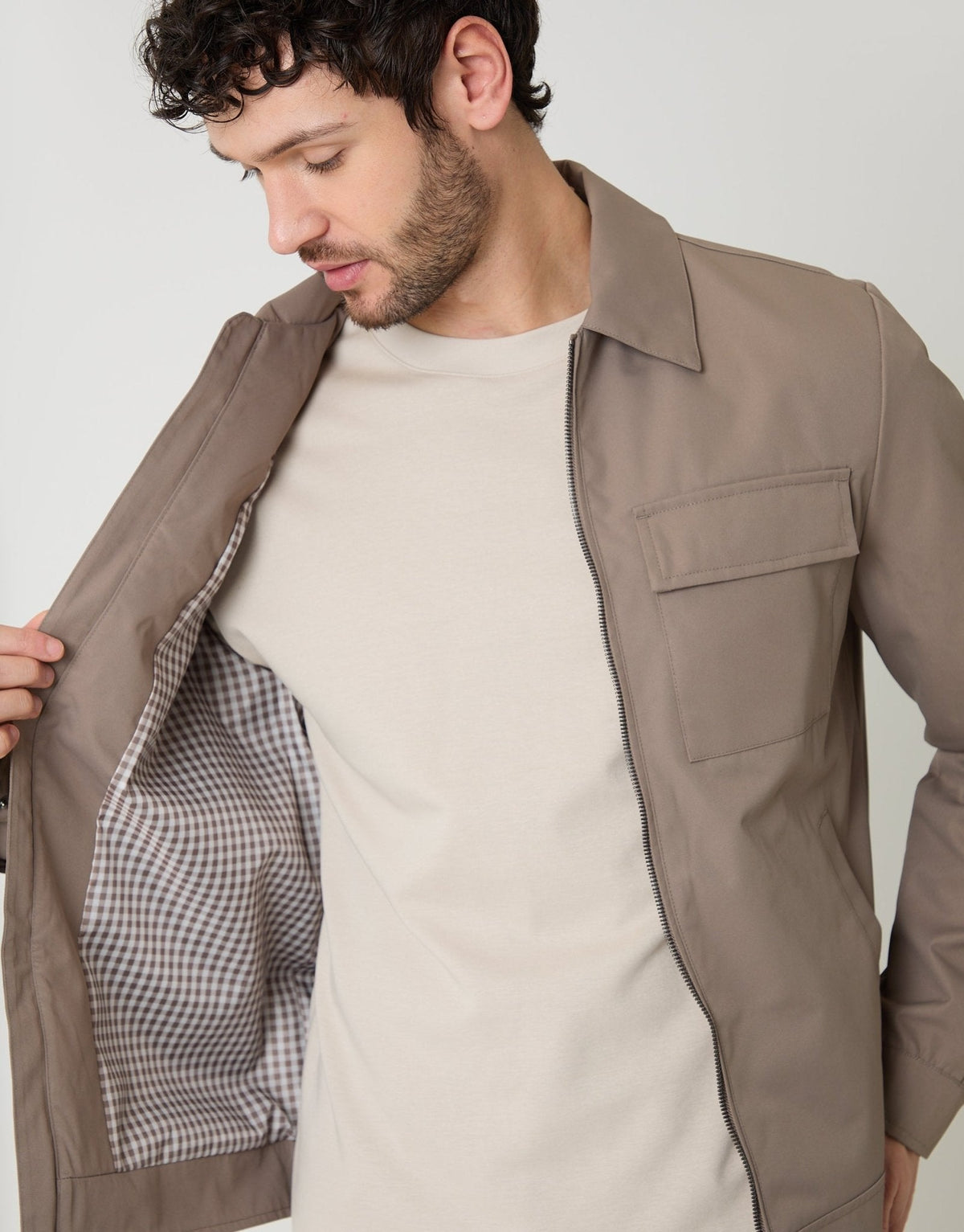 The Perfect In-Between Showerproof Jacket in Taupe