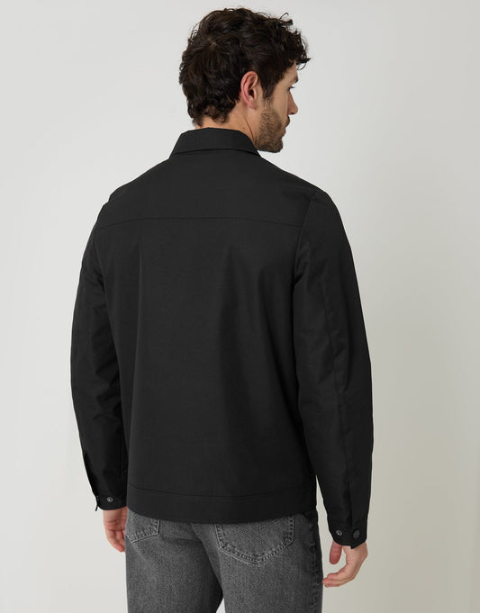 Showerproof Lightweight Collared Zip Through Jacket in Black