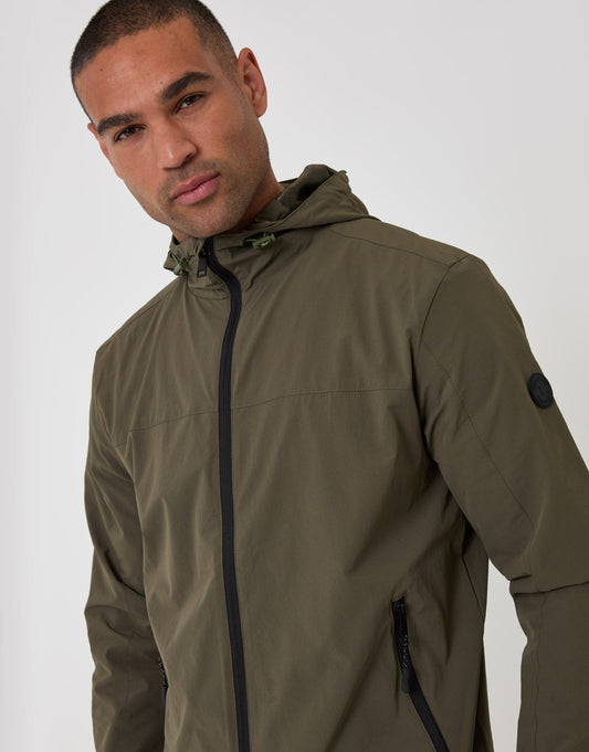 Showerproof Ripstop Hooded Jacket in Khaki