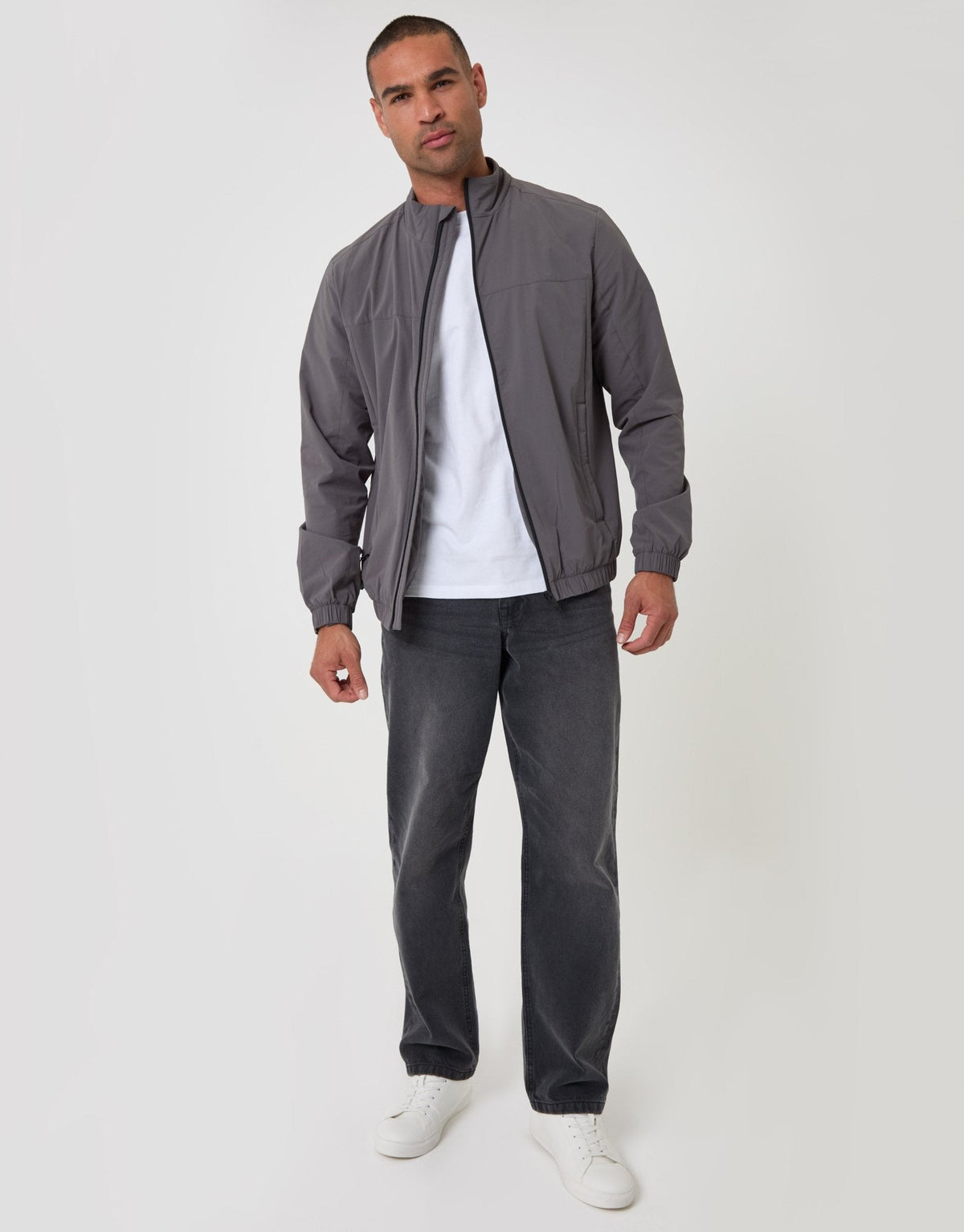 Showerproof Ripstop Harrington Jacket in Slate Grey