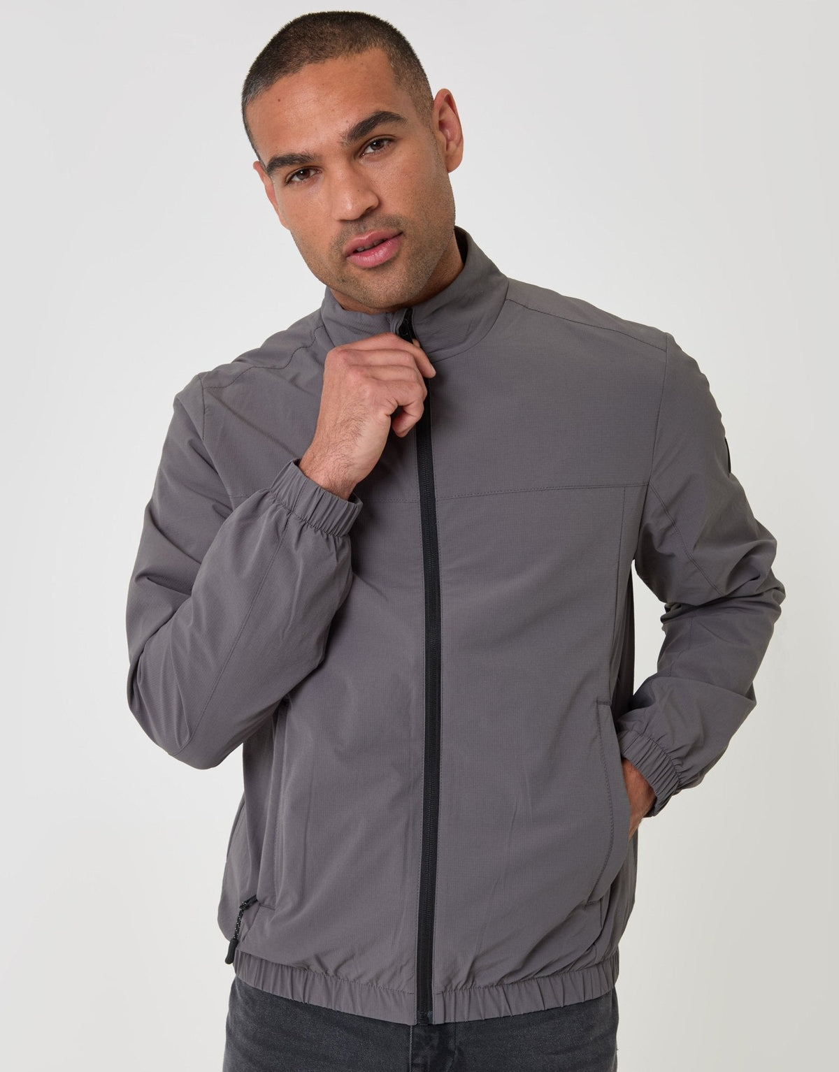 Showerproof Ripstop Harrington Jacket in Slate Grey